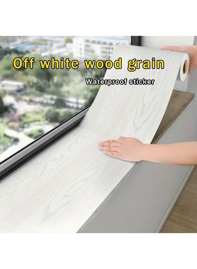 ملصق فينيل ذاتي اللصق مقاوم للماء بتصميم حبيبات الخشب مقاس 40 × 500 سم لعتبات النوافذ والأثاث - Image 1